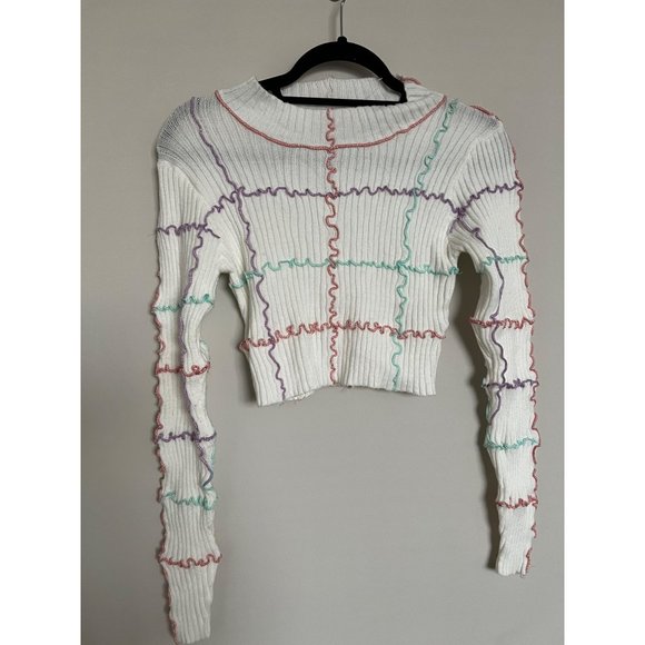 Hot & Delicious 2 Piece Top & Skirt Set Cream w/ Stripe Design - SIze Small - Picture 5 of 15